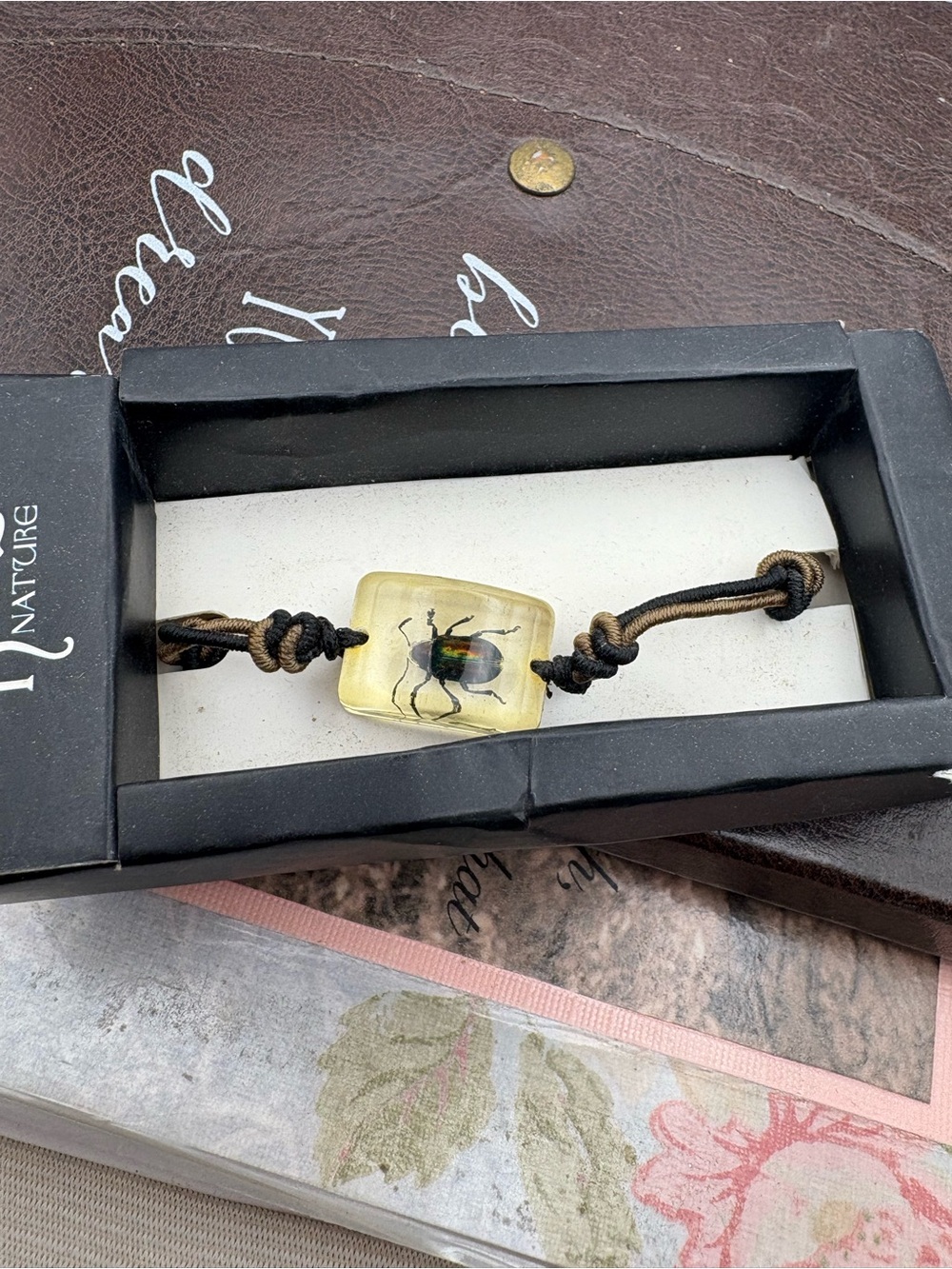 Bead Nature Beetle Specimen Resin Bracelet Oddities Goblincore NWT